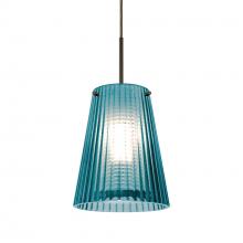 Besa Lighting 1JT-DIONBL-LED-BR - Besa Dion Pendant, Blue Shade, Bronze Finish, 1x9W LED