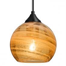 Besa Lighting 1JT-JILLYAM-EDIL-BK - Besa, Jilly Cord Pendant, Vapor Amber, Black Finish, 1x5W LED Filament