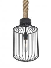 Besa Lighting 1JT-SULTANA-C-BK - Besa Sultana Cylinder Rope Pendant, Black, 1x40W T10