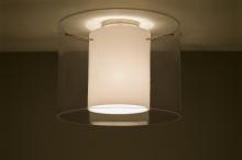  1KM-S00707-SN - Besa Ceiling Pahu 16 Satin Nickel Transparent Smoke/Opal 1x150W Medium Base A21