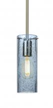  1TT-JUNI10BL-EDIL-SN - Besa, Juni 10 Stem Pendant, Blue Bubble, Satin Nickel, 1x4W LED Filament