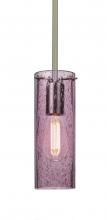  1TT-JUNI10PL-EDIL-SN - Besa, Juni 10 Stem Pendant, Plum Bubble, Satin Nickel, 1x4W LED Filament