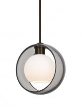 Besa Lighting 1TT-MANASM-BR - Besa Mana Pendant, Smoke/Opal, Bronze Finish, 1x60W Medium Base