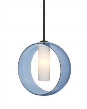  1TT-PLATOBL-BR - Besa, Plato Stem Pendant, Blue/Opal, Bronze Finish, 1x60W Medium Base