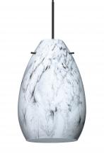  1XC-1713MG-LED-BK - Besa Pendant Pera 6, Black Finish, Marble Grigio 1x5W LED