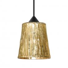  1XC-5125GF-BK - Besa Pendant Nico 4, Black Finish, Stone Gold Foil 1x35W MAX GY6.35 Base