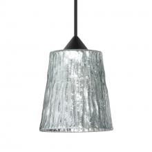  1XC-5125SF-LED-BK - Besa Pendant Nico 4, Black Finish, Stone Silver Foil 1x5W LED