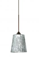  1XC-5125SF-LED-BR - Besa Pendant Nico 4 Bronze Stone Silver Foil 1x5W LED