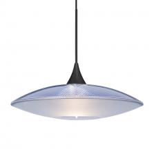  1XC-6294BL-BK - Besa Pendant Spazio, Black Finish, Blue/Frost 1x50W MAX GY6.35 Base