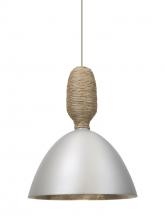 Besa Lighting 1XC-CREED-LED-SN - Besa Creed Cord Pendant, Satin Nickel With Silver Reflector, Satin Nickel Finish, 1x9