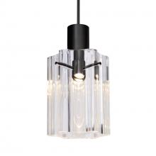 Besa Lighting 1XC-ICE4CL-LED-BK - Besa Ice 4 Pendant, Clear Glass, Black Finish, 1x3W LED