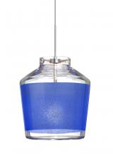  1XC-PIC6BL-LED-SN - Besa Pendant Pica 6 Satin Nickel Blue Sand 1x5W LED