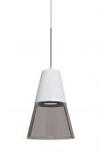 Besa Lighting 1XC-TIMO6WS-LED-SN - Besa, Timo 6 Cord Pendant,Smoke/White, Satin Nickel Finish, 1x9W LED