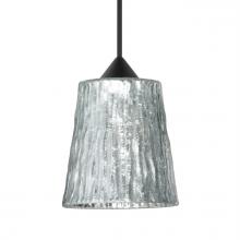  1XT-5125SF-BK - Besa Pendant Nico 4, Black Finish, Stone Silver Foil 1x35W MAX GY6.35 Base