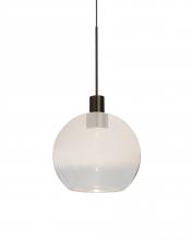 Besa Lighting 1XT-NEWTON6WC-LED-BR - Besa, Newton 6 Cord Pendant, Milky White/Clear, Bronze Finish, 1x3W LED