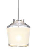  1XT-PIC6WH-LED-SN - Besa Pendant Pica 6 Satin Nickel White Sand 1x5W LED