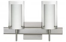  2SW-C44007-LED-SN-SQ - Besa Pahu 4 Wall With SQ Canopy 2SW Clear/Opal Satin Nickel 2x5W LED