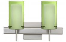  2SW-L44007-LED-SN-SQ - Besa Pahu 4 Wall With SQ Canopy 2SW Transparent Olive/Opal Satin Nickel 2x5W LED