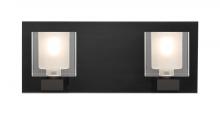  2WF-BOLOFR-BK - Besa, Bolo Vanity, Clear/Frost, Black Finish, 2x40W G9 Base