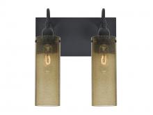 Besa Lighting 2WG-JUNI10LT-BK - Besa Juni 10 Vanity, Latte Bubble, Black Finish, 2x60W Medium Base