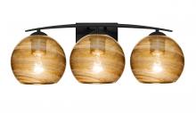 Besa Lighting 3WC-JILLYAM-BK - Besa, Jilly Vanity, Vapor Amber, Black Finish, 3x60W E26 Base