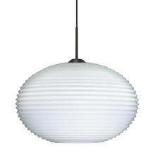 Besa Lighting J-491307-LED-BK - Besa Pendant For Multiport Canopy Pape 12 LED-Black Opal Ribbed 1x9W LED