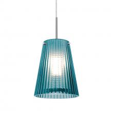 Besa Lighting J-DIONBL-LED-SN - Besa Dion Pendant for Multiport Canopy, Blue Shade, Black Finish, 1x9W LED