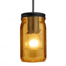  J-MILO4AM-BK - Besa Pendant For Multiport Canopy Milo 4 Black Amber 1x40W MAX E26 Base