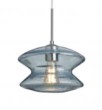  J-ZENBL-EDIL-SN - Besa, Zen Cord Pendant For Multiport Canopy, Blue Bubble, Satin Nickel Finish, 1x8W L