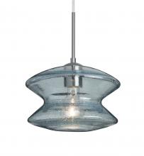  J-ZENBL-SN - Besa, Zen Cord Pendant For Multiport Canopy, Blue Bubble, Satin Nickel Finish, 1x60W