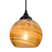  OP-JILLYAM-BK - Besa, Jilly Outdoor Pendant, Vapor Amber, Black Finish, 1x60W E26 Base