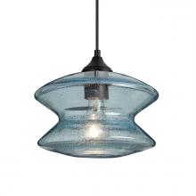  OP-ZENBL-BK - Besa, Zen Outdoor Pendant, Blue Bubble, Black Finish, 1x60W E26 Base