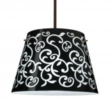 Besa Lighting 1KT-4394BD-BR - Besa Stem Pendant Amelia 18 Bronze Black Damask 3x100W A19