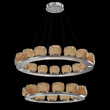  CHB0091-2B-SN-B-CA1-L1 - Vessel Two-Tier Platform Ring-Satin Nickel-Bronze Blown Glass-Stainless Cable-LED 2700K