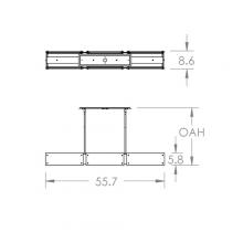  PLB0044-56-HB-BG-001-E2 - Textured Glass Linear Suspension-56-Heritage Brass