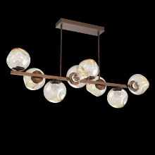  PLB0086-T8-BB-FA-001-L3 - Luna 8pc Twisted Branch-Burnished Bronze-Floret Inner - Amber Outer-Threaded Rod Suspension-LED