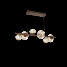  PLB0089-T6-BB-A-001-L3 - Mesa 6pc Twisted Branch-Burnished Bronze-Amber Blown Glass-Threaded Rod Suspension-LED 3000K