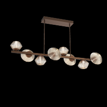  PLB0089-T8-BB-A-001-L3 - Mesa 8pc Twisted Branch-Burnished Bronze-Amber Blown Glass-Threaded Rod Suspension-LED 3000K