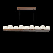  PLB0091-0C-BB-A-CA1-L3 - Vessel 59-inch Platform Linear-Burnished Bronze-Amber Blown Glass-Stainless Cable-LED 3000K