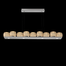  PLB0091-0C-SN-B-CA1-L1 - Vessel 59-inch Platform Linear-Satin Nickel-Bronze Blown Glass-Stainless Cable-LED 2700K