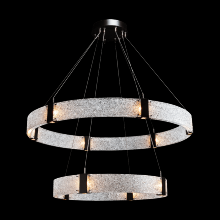  CHB0042-2B-BS-BG-CA1-L1 - Two Tier Parallel Ring Chandelier-2B-Metallic Beige Silver