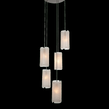 Hammerton CHB0044-05-FB-FR-C01-E2 - Textured Glass Round 5pc Multi-Pendant