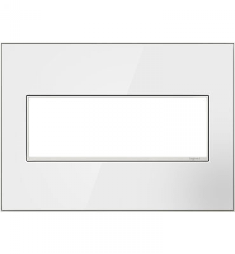 Adorne® Mirror White-on-White Three-Gang Screwless Wall Plate