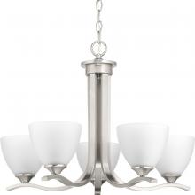  P400063-009 - Laird Collection Five-Light Brushed Nickel Etched Glass Traditional Chandelier Light