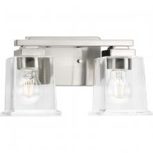  P300378-009 - Gilmour Collection Two-Light Modern Farmhouse Brushed Nickel Clear Glass Bath Vanity Light