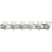  P300394-009 - Six-Light Brushed Nickel Transitional Bath and Vanity Light with Clear Glass for Bathroom