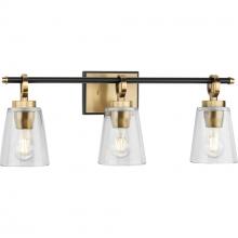 Progress P300482-163 - Cassell Collection Three-Light Vintage Brass Matte Black Luxe Industrial Bath & Vanity Light