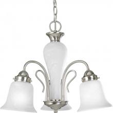  P4390-09 - Bedford Collection Three-Light Brushed Nickel Etched Alabaster Glass Traditional Chandelier Light