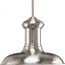  P5024-09 - Brookside Collection One-Light Brushed Nickel Spun Metal Shade Coastal Pendant Light