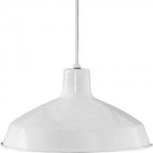  P5094-30 - Metal Shade Collection One-Light White Spun Metal Shade Farmhouse Pendant Light